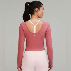 LuLulemon Longsleeve Crop Top Compression Medium Pink Open Back
